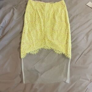 Missguided Yellow Lace Midi Skirt